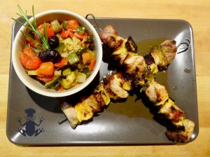 Pork skewers with ratatouille - easyfrenchcooking.com