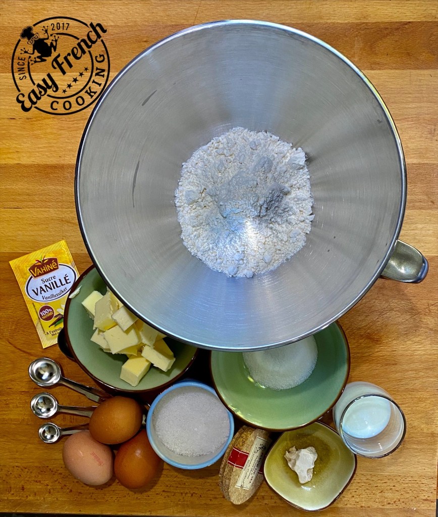 Ingredients for brioche - easyfrenchcooking.com
